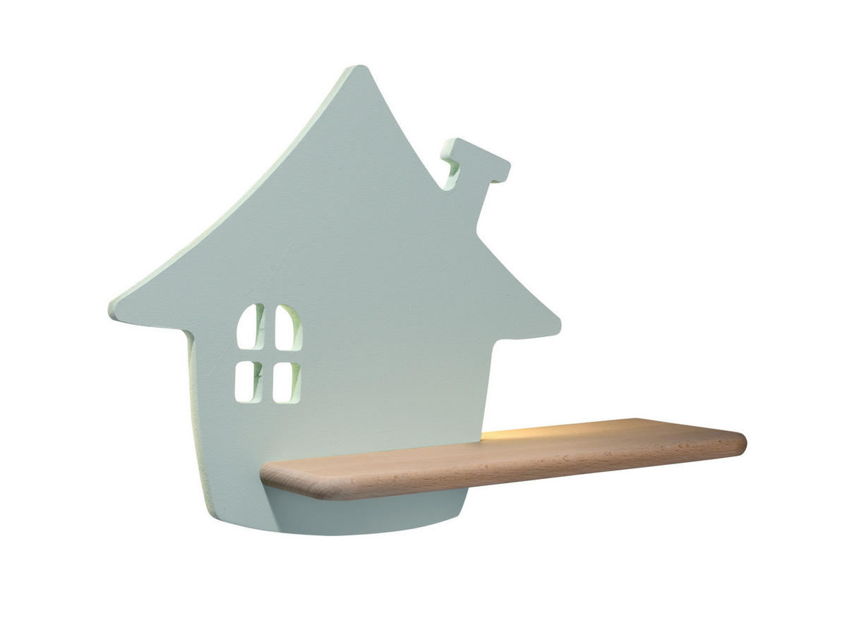VÄGGLAMPA FÖR BARN House 35/12/26 cm   - mintgrön, Basics, metall/trämaterial (35/12/26cm)