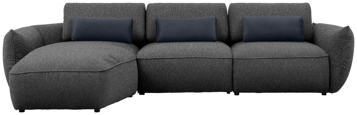 ECKSOFA  in Chenille Anthrazit  190/340 cm  - Anthrazit/Schwarz, Design, Kunststoff/Textil (190/340cm) - Belluti