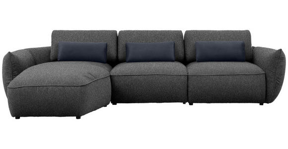 ECKSOFA  in Chenille Anthrazit  190/340 cm  - Anthrazit/Schwarz, Design, Kunststoff/Textil (190/340cm) - Belluti