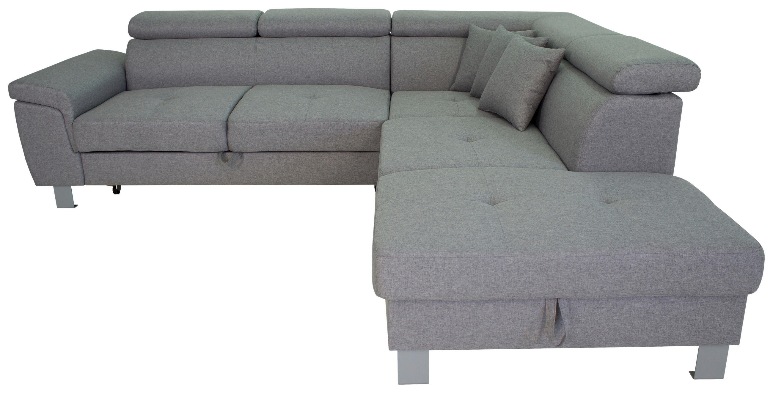 ECKSOFA in Webstoff Hellgrau  - Silberfarben/Hellgrau, Design, Textil/Metall (257/226cm) - Xora