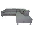 ECKSOFA in Webstoff Hellgrau  - Silberfarben/Hellgrau, Design, Textil/Metall (257/226cm) - Xora