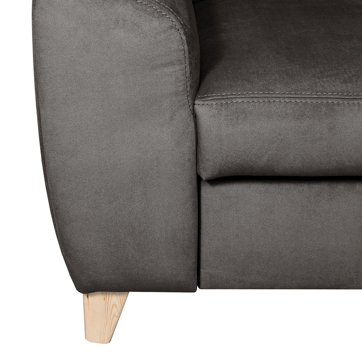 ECKSOFA in Webstoff Dunkelgrau  245/208 cm  - Dunkelgrau/Buchefarben, Design, Holz/Textil (245/208cm) - Livetastic