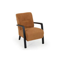 SESSEL in Mikrofaser Cognac  - Cognac/Schwarz, Design, Holz/Textil (64/81/83cm) - Welnova