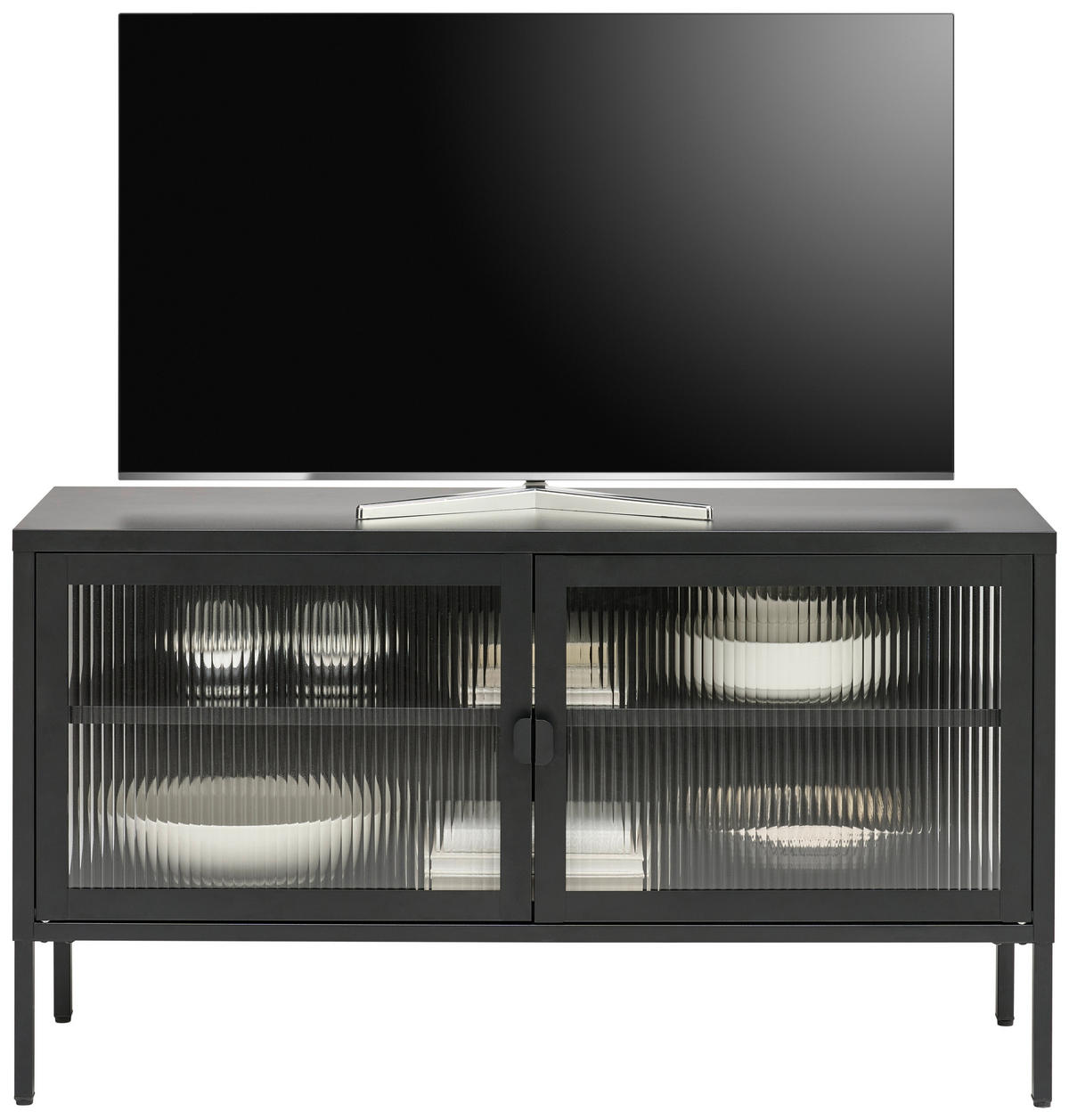 LOWBOARD  in 115/64/35 cm  - Schwarz, Trend, Glas/Metall (115/64/35cm) - Xora