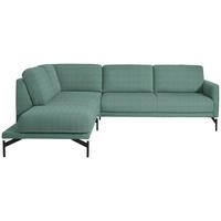 ECKSOFA in Flachgewebe Türkis  - Türkis/Anthrazit, Design, Textil/Metall (230/254cm) - Johann Jakob