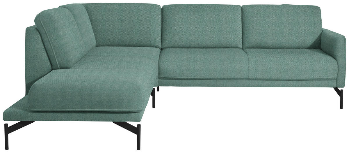 ECKSOFA in Flachgewebe Türkis  - Türkis/Anthrazit, Design, Textil/Metall (230/254cm) - Johann Jakob