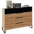 KOMMODE 120/91/42 cm Asteiche  - Eichefarben/Schwarz, Design, Glas/Holz (120/91/42cm) - Dieter Knoll