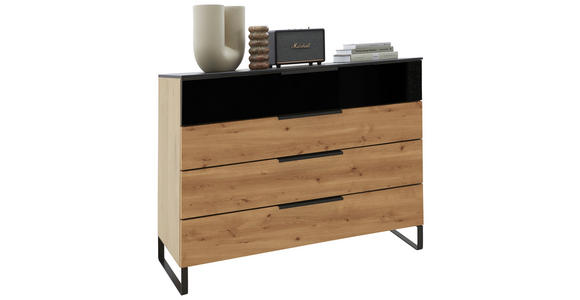 KOMMODE 120/91/42 cm Asteiche  - Eichefarben/Schwarz, Design, Glas/Holz (120/91/42cm) - Dieter Knoll