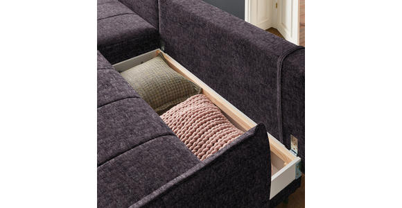 ECKSOFA in Flachgewebe Anthrazit  - Anthrazit/Schwarz, Design, Textil/Metall (180/273cm) - Hom`in