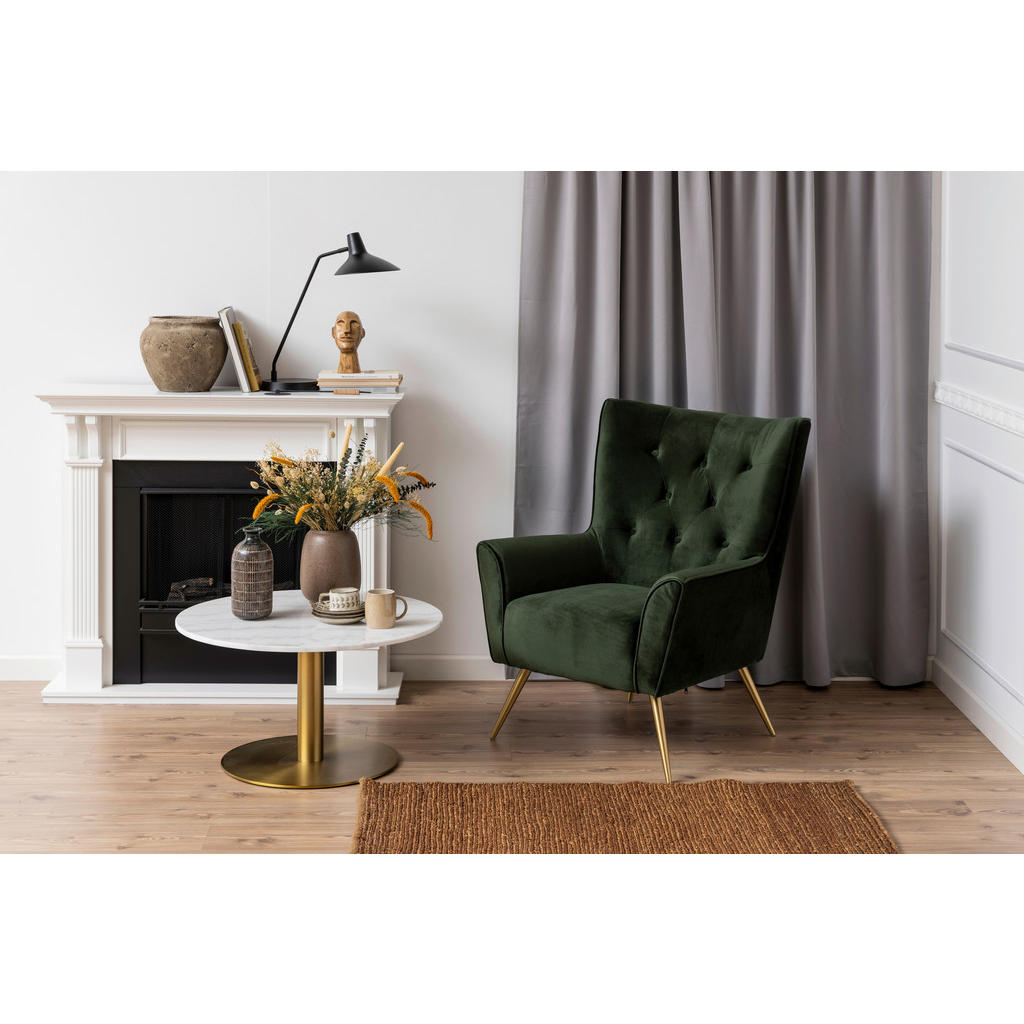 Thumbnail - Mid.you Couchtisch Marmor, Weiß, Messing, Metall, Stein, rund, 80x45x80 cm, Reach, Wohnzimmer, Wohnzimmertische, Couchti...