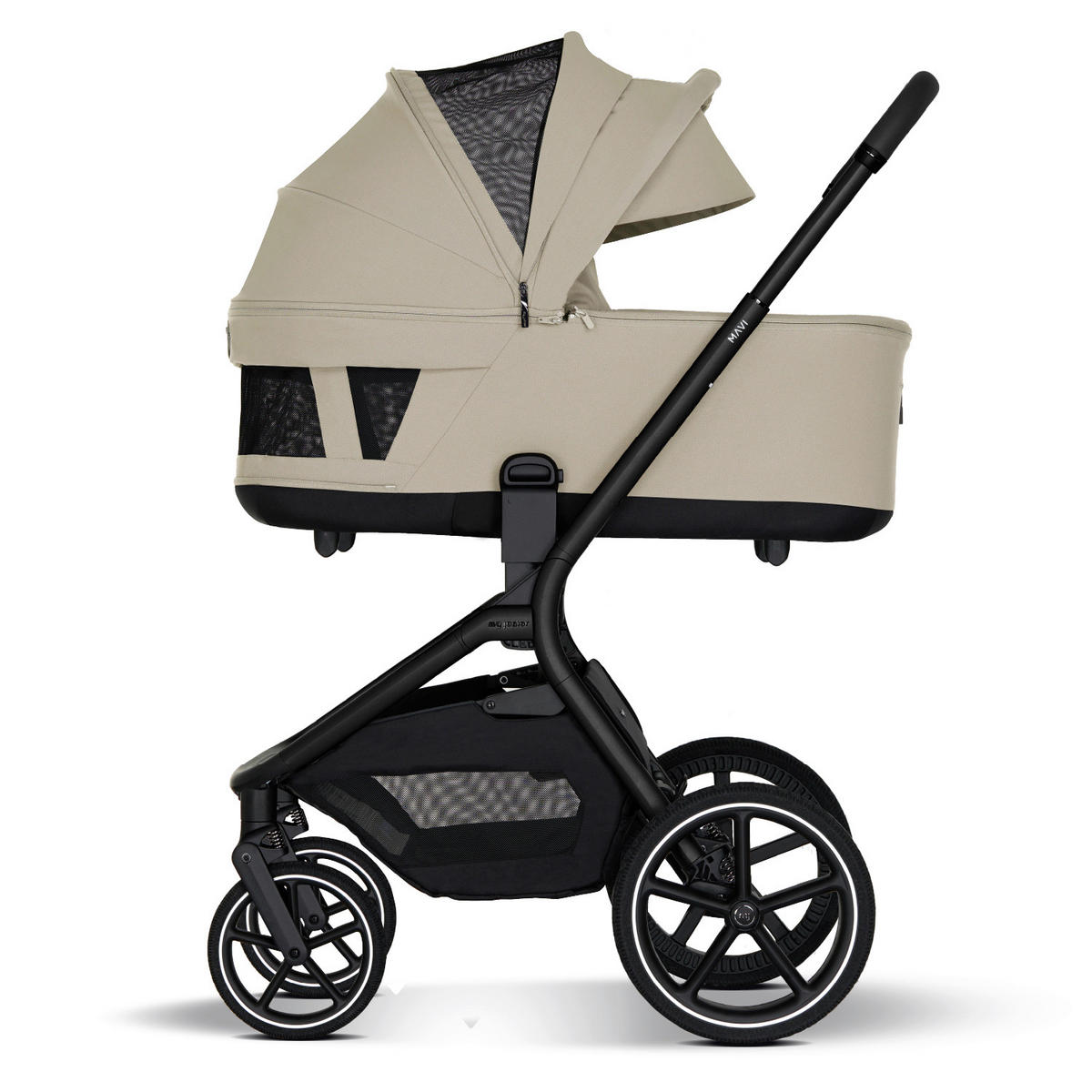 KINDERWAGENSET MAVI 3in1 Premium  - Sandfarben/Schwarz, Basics, Textil/Metall (92/55/110.5cm) - My Junior