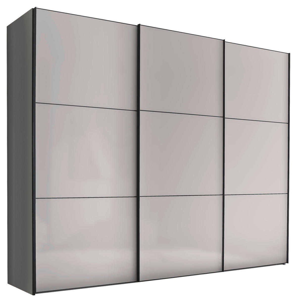 SCHWEBETÜRENSCHRANK 249/222/68 cm 3-türig Anthrazit, Schwarz, Hellgrau  - Anthrazit/Hellgrau, MODERN, Holzwerkstoff/Metall (249/222/68cm) - Moderano