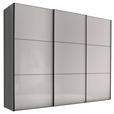 SCHWEBETÜRENSCHRANK 298/222/68 cm 3-türig Anthrazit, Schwarz, Hellgrau  - Anthrazit/Hellgrau, MODERN, Holzwerkstoff/Metall (298/222/68cm) - Moderano