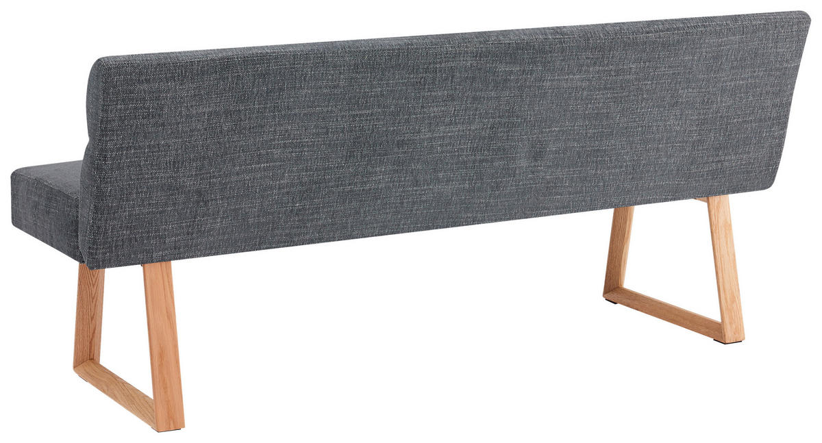 SITZBANK 180/82/61 cm Leinenoptik Eichefarben, Dunkelgrau Eiche massiv  - Eichefarben/Dunkelgrau, MODERN, Holz/Textil (180/82/61cm) - Livetastic
