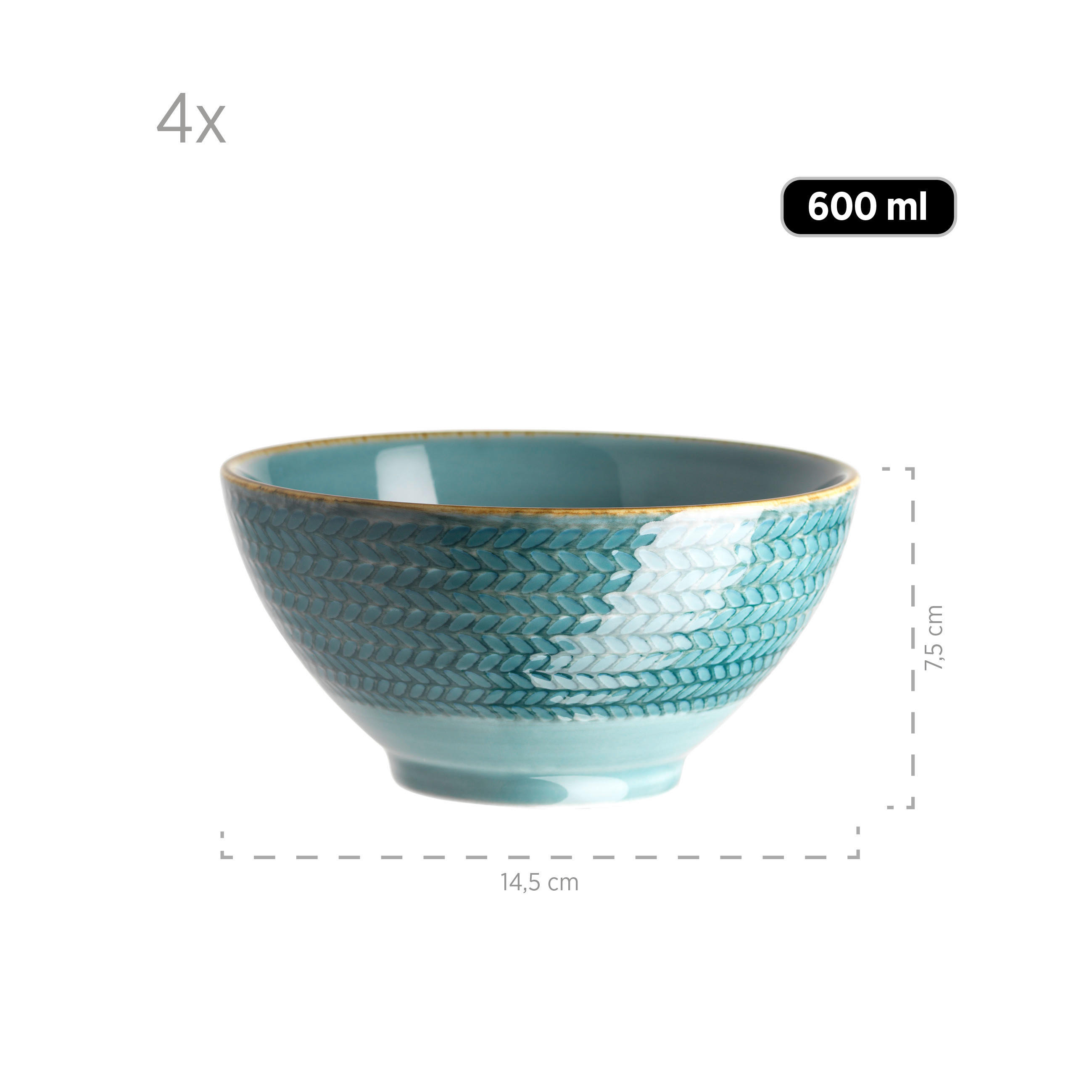 SKÅLSET 4 delar Prospero   - blå, Basics, keramik (14,5/7,5/14,5cm) - Mäser