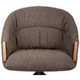 ARMLEHNSTUHL  Sitzfläche 360° drehbar, automatische Rückholfunktion Leinenoptik  - Schwarz/Braun, Design, Holz/Textil (61/84/62cm) - Valnatura