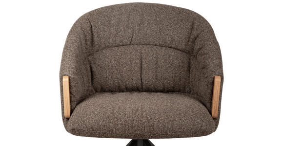 ARMLEHNSTUHL  Sitzfläche 360° drehbar, automatische Rückholfunktion Leinenoptik  - Schwarz/Braun, Design, Holz/Textil (61/84/62cm) - Valnatura