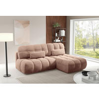 ECKSOFA TARANTO in Webstoff Rosa  172/225 cm  - Schwarz/Rosa, Design, Kunststoff/Textil (172/225cm) - Livetastic