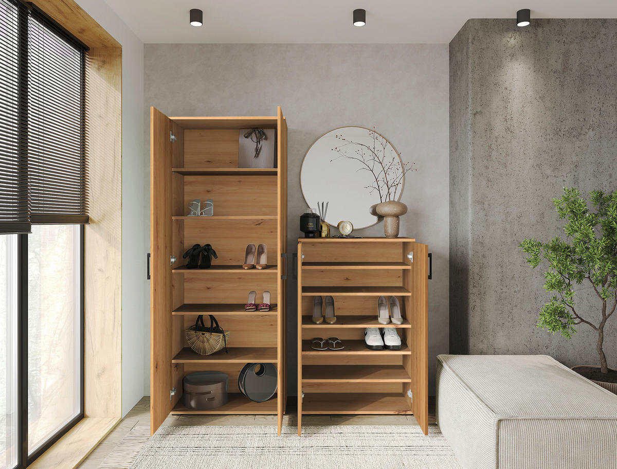 MEHRZWECKSCHRANK 70/179/33,5 cm  in Eichefarben  - Eichefarben/Schwarz, KONVENTIONELL, Holzwerkstoff/Kunststoff (70/179/33,5cm) - Xora