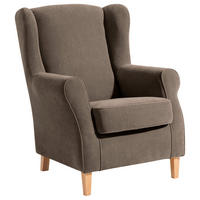 OHRENSESSEL in Velours Hellbraun  - Hellbraun/Buchefarben, Design, Holz/Textil (77/103/86cm) - Max Winzer