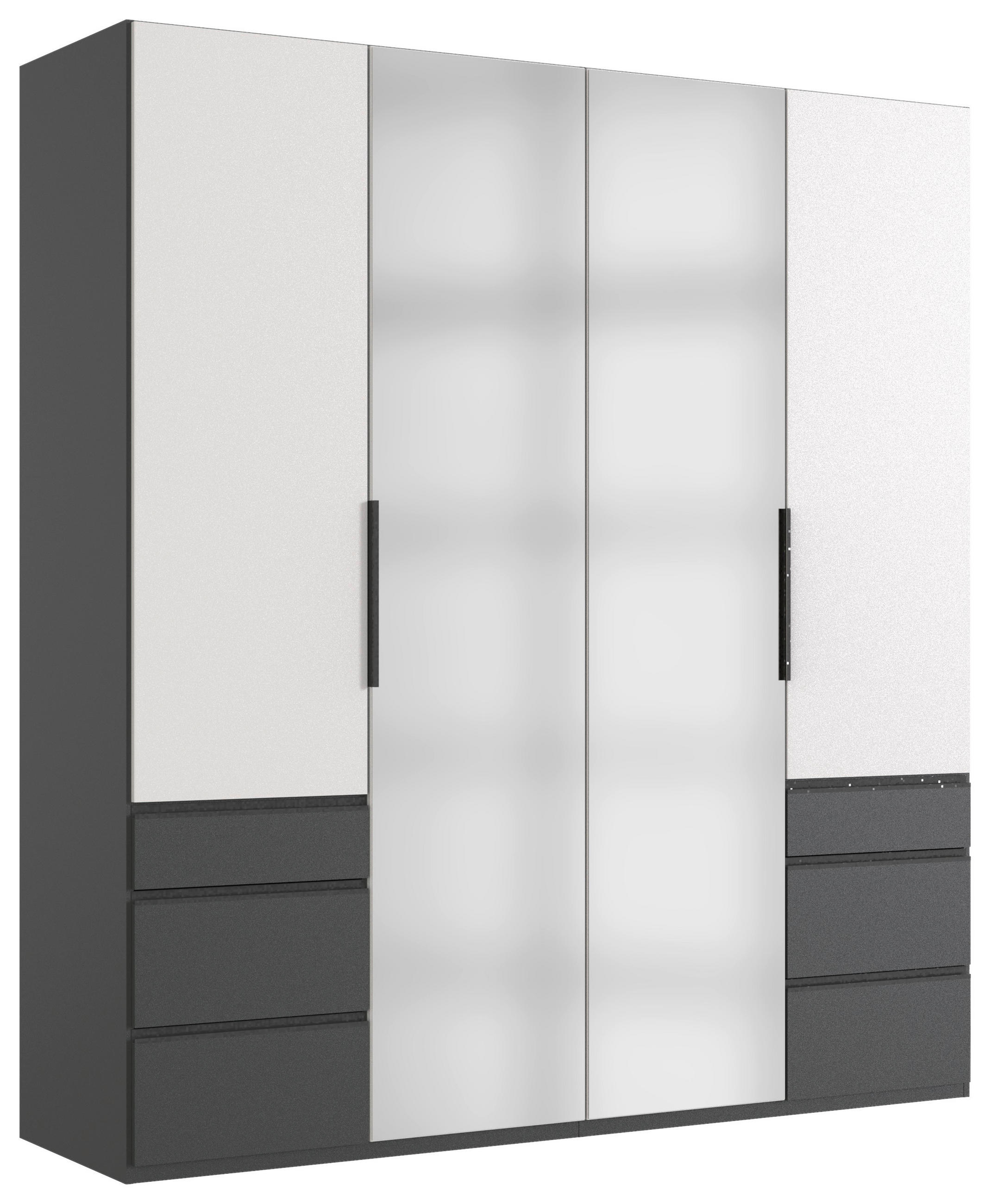 DREHTÜRENSCHRANK in Graphitfarben, Weiss  - Weiss/Schwarz, Konventionell, Holzwerkstoff/Metall (200/216/58cm) - Hom`in