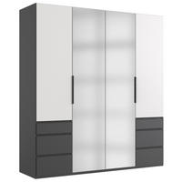 DREHTÜRENSCHRANK in Graphitfarben, Weiss  - Weiss/Schwarz, Konventionell, Holzwerkstoff/Metall (200/216/58cm) - Hom`in