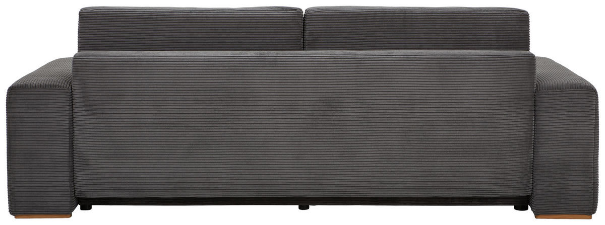 SCHLAFSOFA  mit Liegefunktion Cord Grau  - Buchefarben/Schwarz, KONVENTIONELL, Holz/Kunststoff (255/86/123cm) - Livetastic