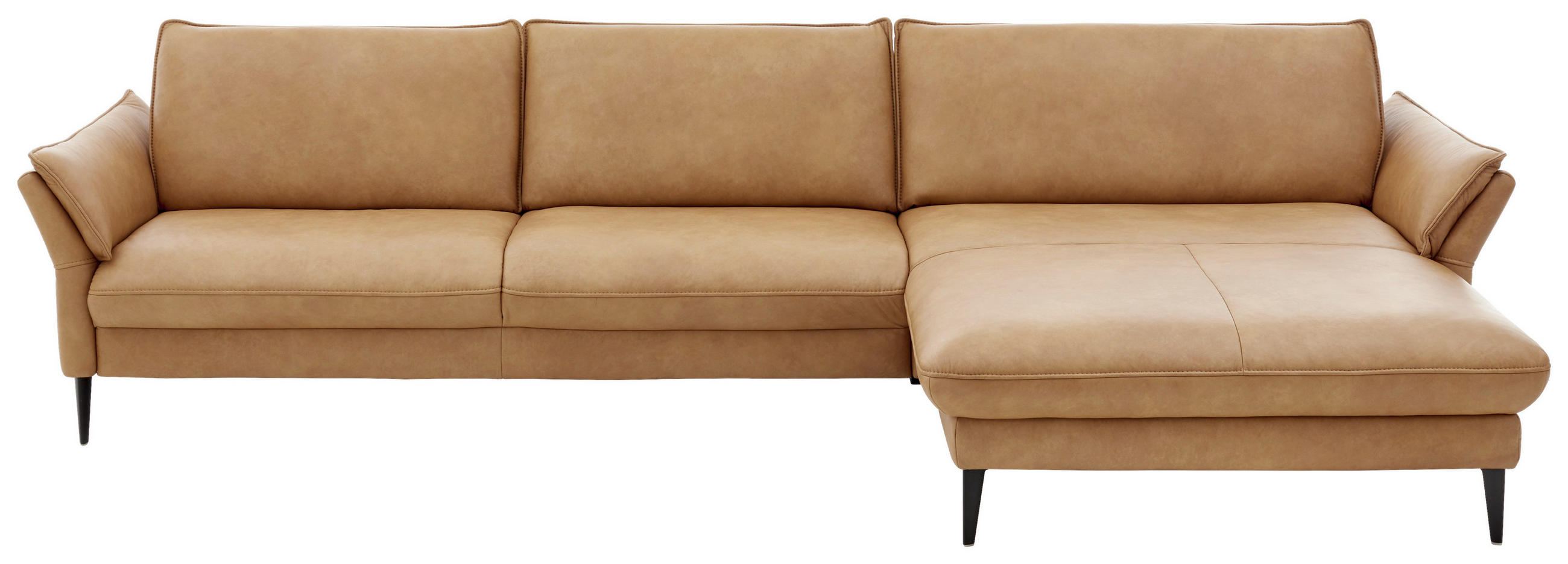 ECKSOFA in Echtleder Dunkelgelb  - Dunkelgelb/Schwarz, Design, Leder/Metall (334/172cm) - Hukla