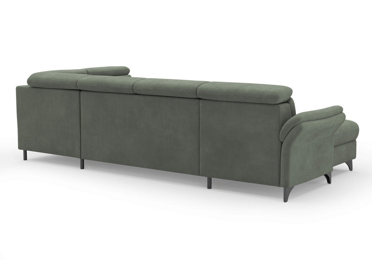 WOHNLANDSCHAFT GLENDALE E Dunkelgrün Flachgewebe  - Dunkelgrün/Schwarz, KONVENTIONELL, Textil/Metall (166/321/193cm) - Sit & More