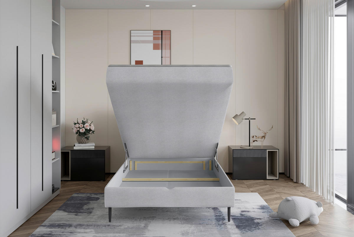 BOXBETT 100/200 cm  in Grau  - Schwarz/Grau, Design, Holz/Holzwerkstoff (100/200cm) - Stylife
