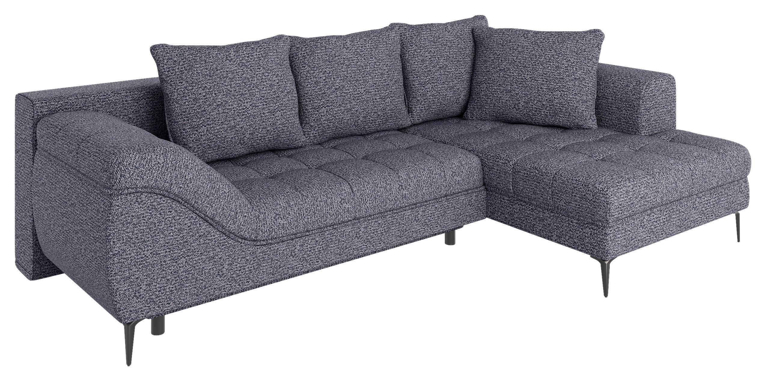 ECKSOFA Anthrazit Struktur, Bouclé  - Anthrazit/Schwarz, Design, Textil (276/177cm) - MID.YOU