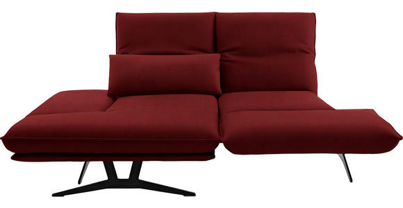 ECKSOFA in Echtleder Rot  - Gelb/Rot, Design, Leder/Metall (130/210cm) - Dieter Knoll