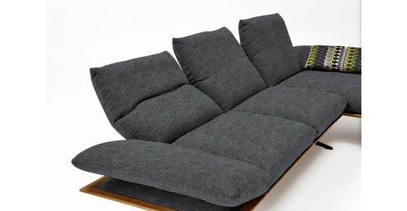 ECKSOFA in Flachgewebe Dunkelgrau  - Dunkelgrau/Schwarz, Design, Holz/Textil (314/159cm) - Dieter Knoll