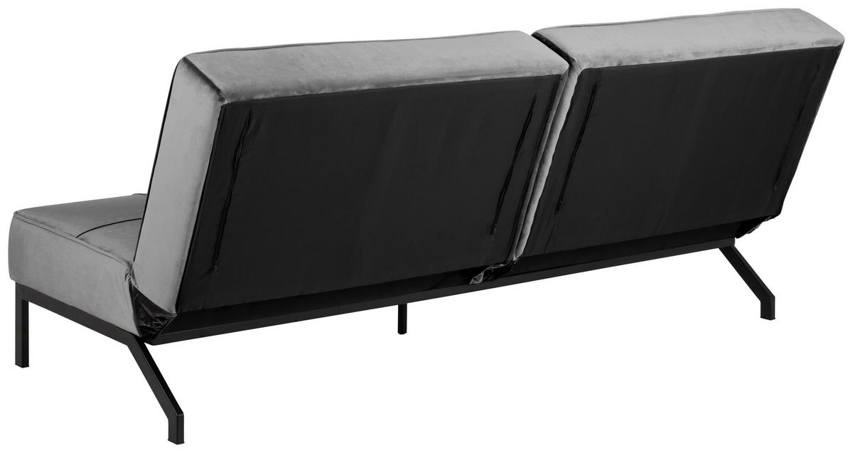 SCHLAFSOFA in Samt Dunkelgrau  - Dunkelgrau/Schwarz, Trend, Textil/Metall (198/87/95cm) - MID.YOU