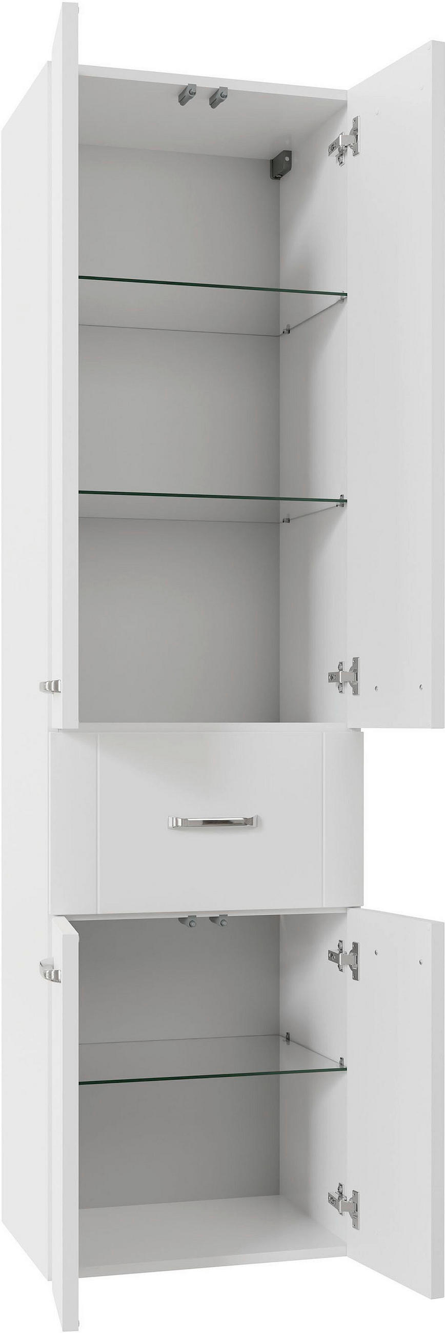 HOCHSCHRANK 50/182/38 cm  - Chromfarben/Weiß Hochglanz, MODERN, Glas/Holzwerkstoff (50/182/38cm) - Sadena