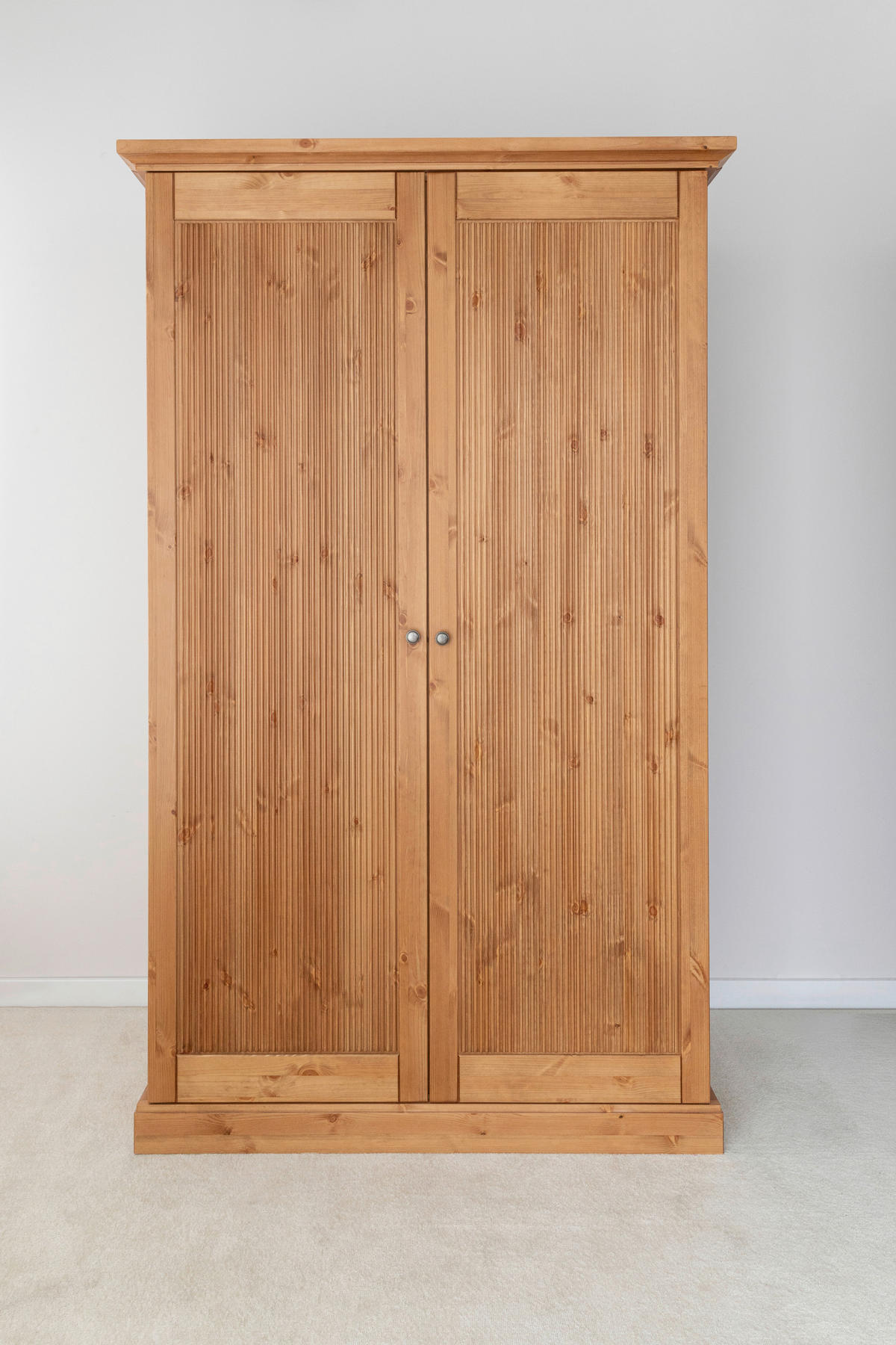 KLEIDERSCHRANK 129/213/63 cm,  in Eichefarben, 2 Tür(en)-türig  - Eichefarben/Silberfarben, KONVENTIONELL, Holz/Metall (129/213/63cm) - Linea Natura
