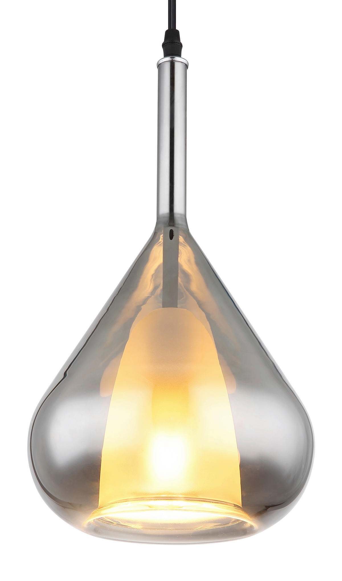HÄNGELEUCHTE 20/150 cm    - Schwarz/Grau, Design, Glas/Metall (20/150cm) - Globo