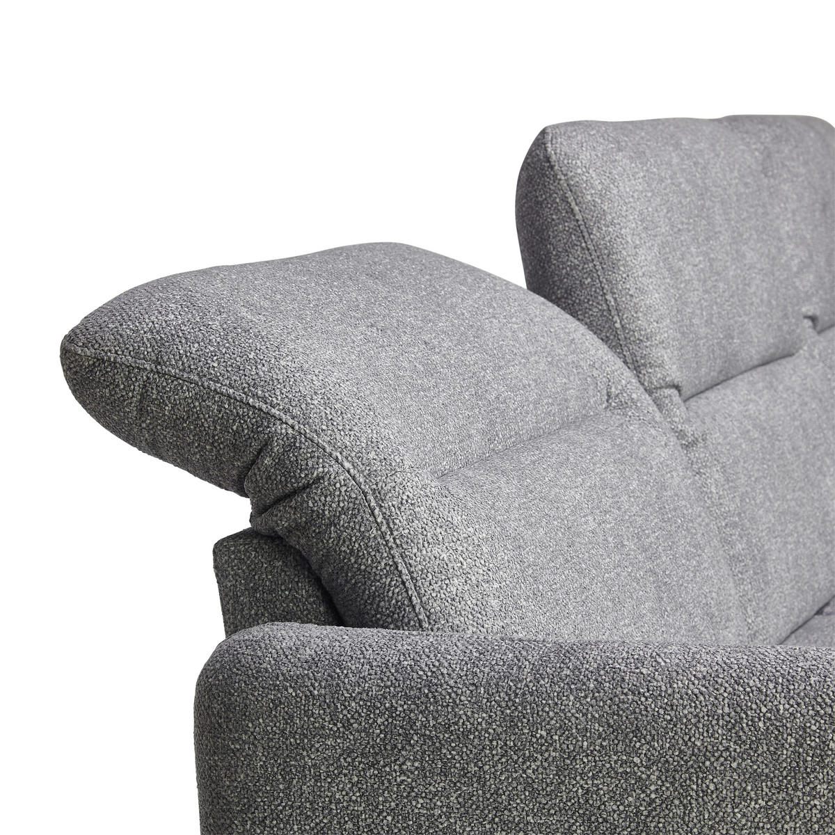 ECKSOFA Hellgrau Plüsch  - Hellgrau/Schwarz, KONVENTIONELL, Textil/Metall (254/190cm) - Livetastic