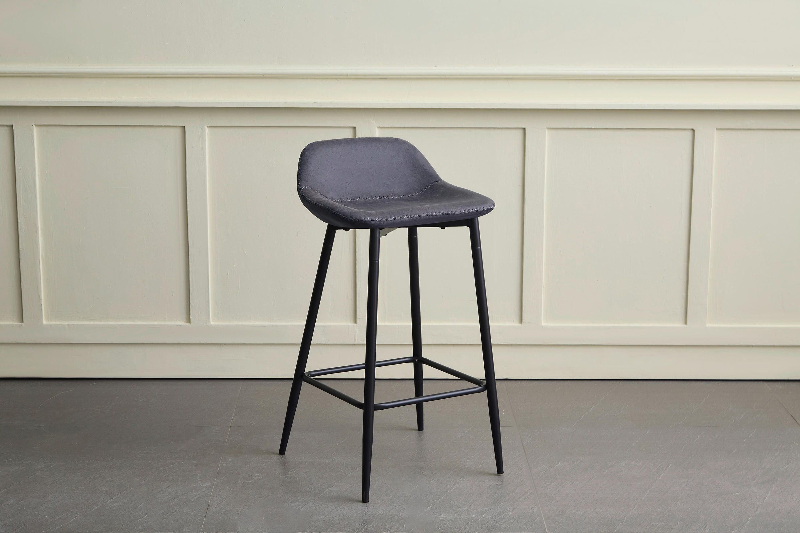 BARSKI STOL, črna, temno rjava  - črna/temno rjava, Design, kovina/tekstil (40/85/44cm) - Stylife