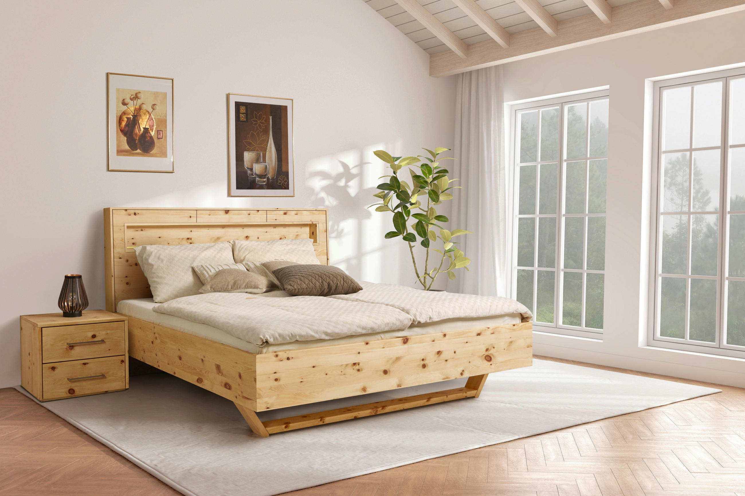 BETT 180/200 cm in Zirbelkieferfarben - Zirbelkieferfarben, Natur, Holz (180/200cm) - Valnatura