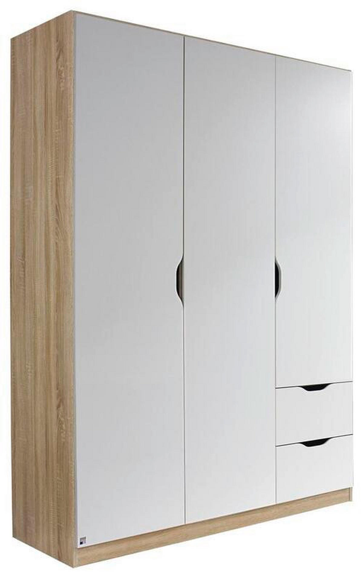 DREHTÜRENSCHRANK 136/197/54 cm 3-türig Weiß, Sonoma Eiche  - Weiß/Sonoma Eiche, MODERN, Holzwerkstoff (136/197/54cm) - Rauch Möbel