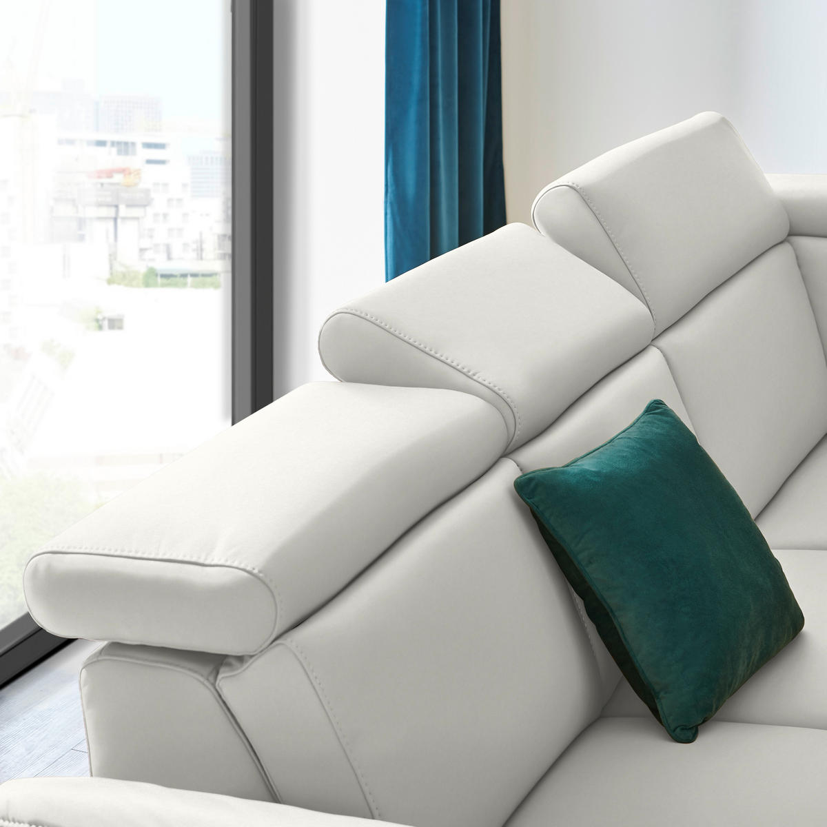 ECKSOFA in Echtleder Weiß  285/239 cm  - Schwarz/Weiß, Design, Leder/Metall (285/239cm) - Cantus
