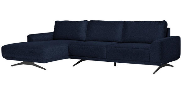 ECKSOFA in Webstoff Blau  - Blau/Schwarz, Design, Textil/Metall (172/320cm) - Valnatura