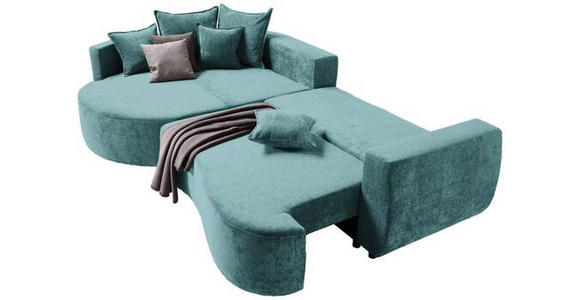 ECKSOFA in Chenille Türkis  - Türkis/Schwarz, Design, Kunststoff/Textil (194/307cm) - Carryhome