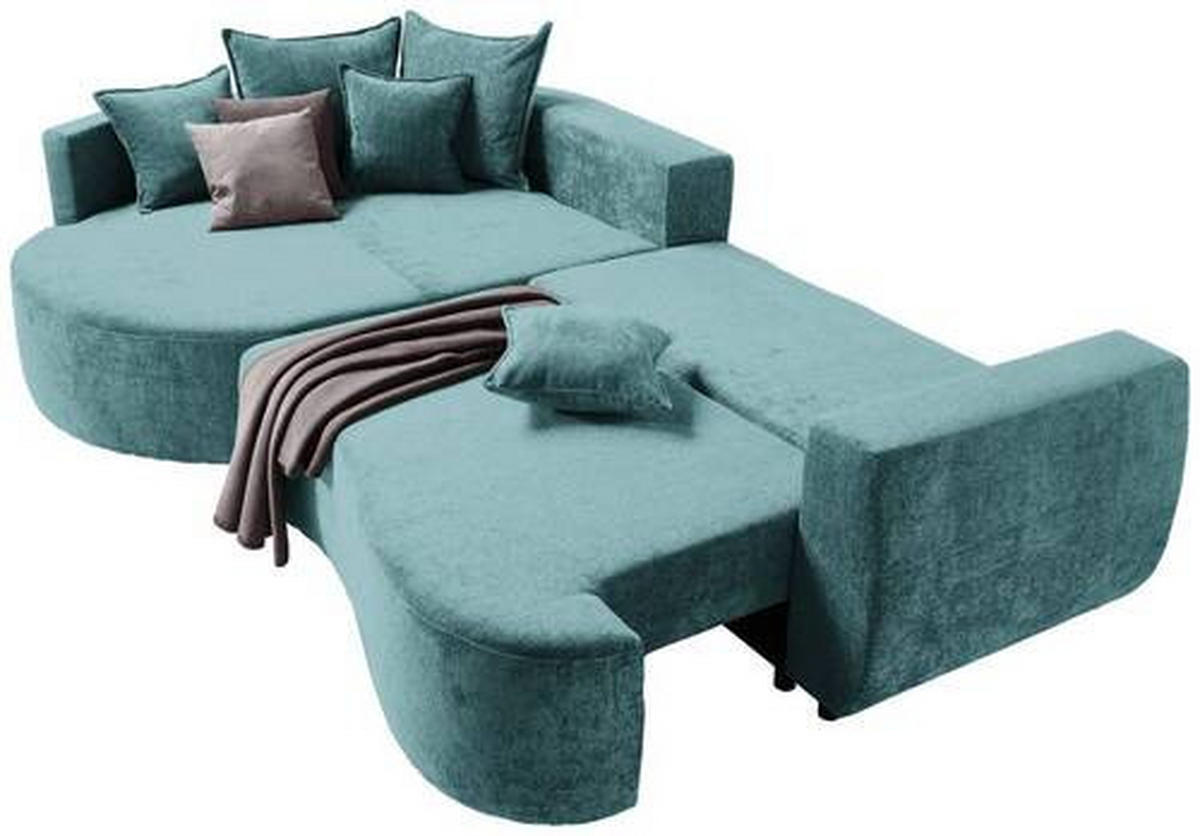 ECKSOFA in Chenille Türkis  194/307 cm  - Türkis/Schwarz, Design, Kunststoff/Textil (194/307cm) - Carryhome