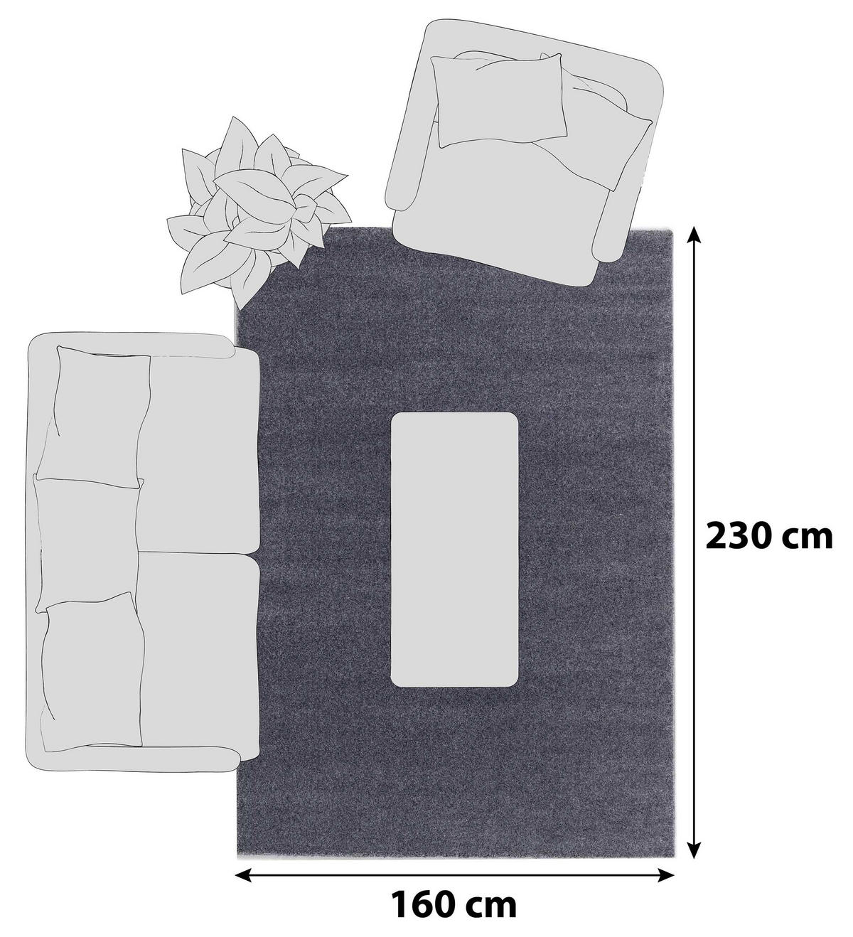 HOCHFLORTEPPICH 160/230 cm Pure Anthrazit  - Anthrazit, Basics, Textil (160/230cm) - Schöner Wohnen