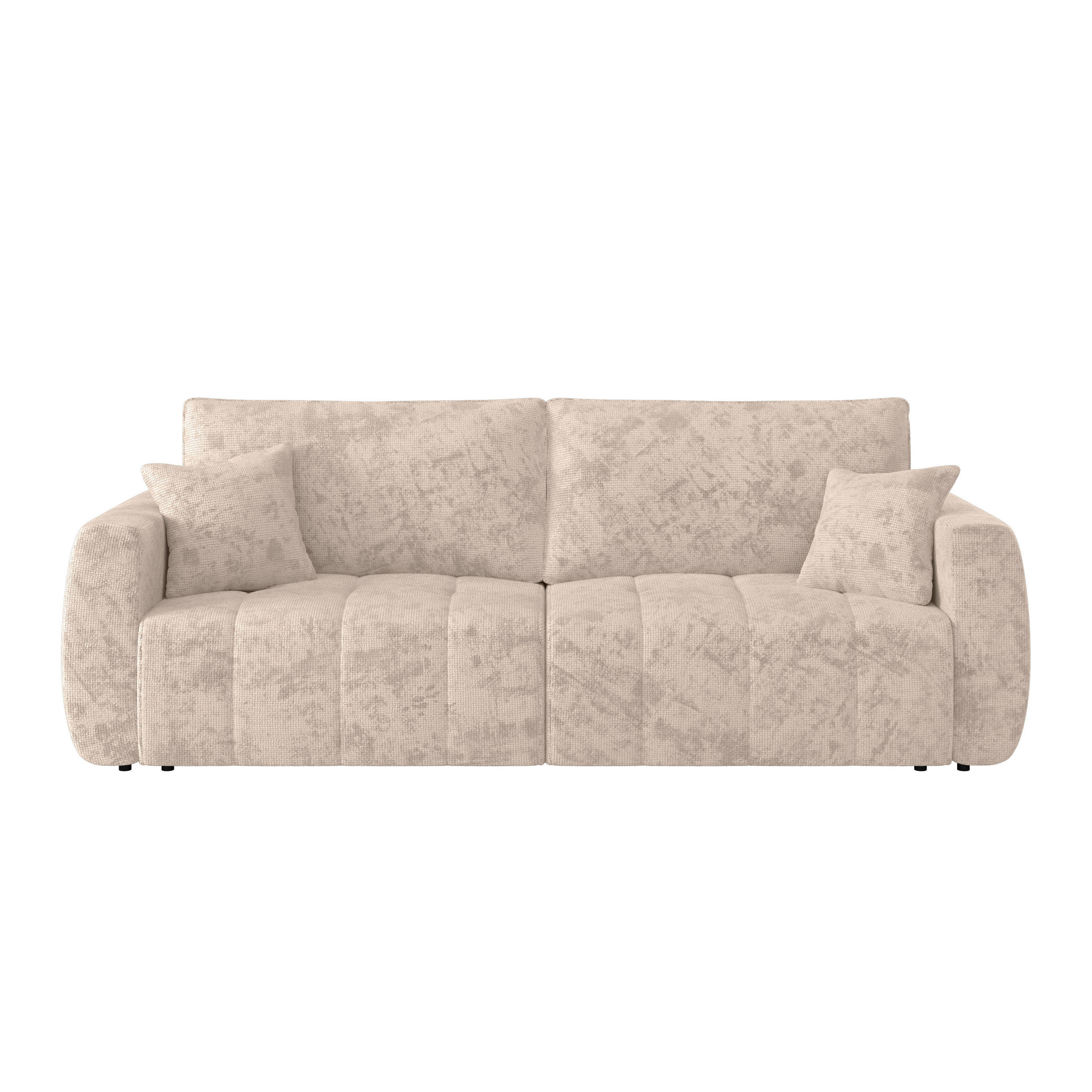 SCHLAFSOFA  mit Stoffauswahl Webstoff Creme  - Creme/Schwarz, MODERN, Holz/Textil (245/74-90/104cm) - MID.YOU