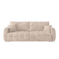 SCHLAFSOFA  mit Stoffauswahl Webstoff Creme  - Creme/Schwarz, MODERN, Holz/Textil (245/74-90/104cm) - MID.YOU