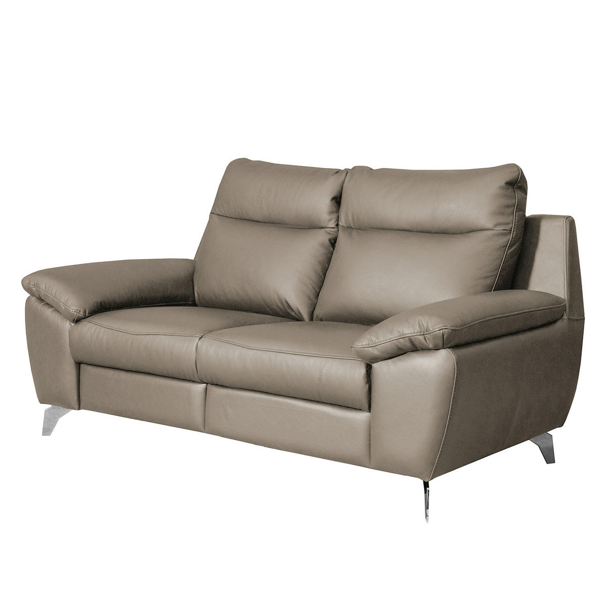 2-SITZER-SOFA 178/95/96 cm PERLE in Echtleder Taupe   - Taupe/Chromfarben, Design, Leder/Metall (178/95/96cm) - Livetastic