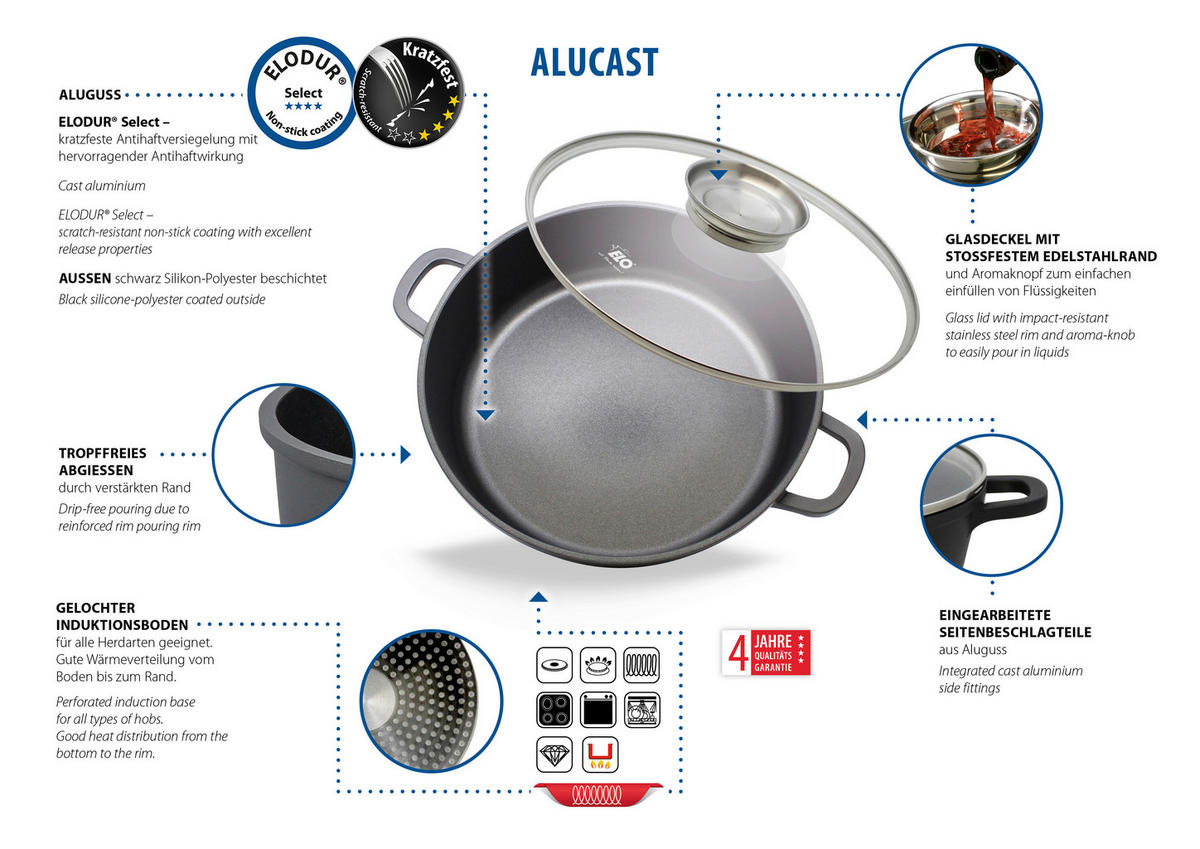 SERVIERPFANNE ELo Alucast Servierpfanne 28 cm cm  - Basics, Metall (28 cmcm) - ELO